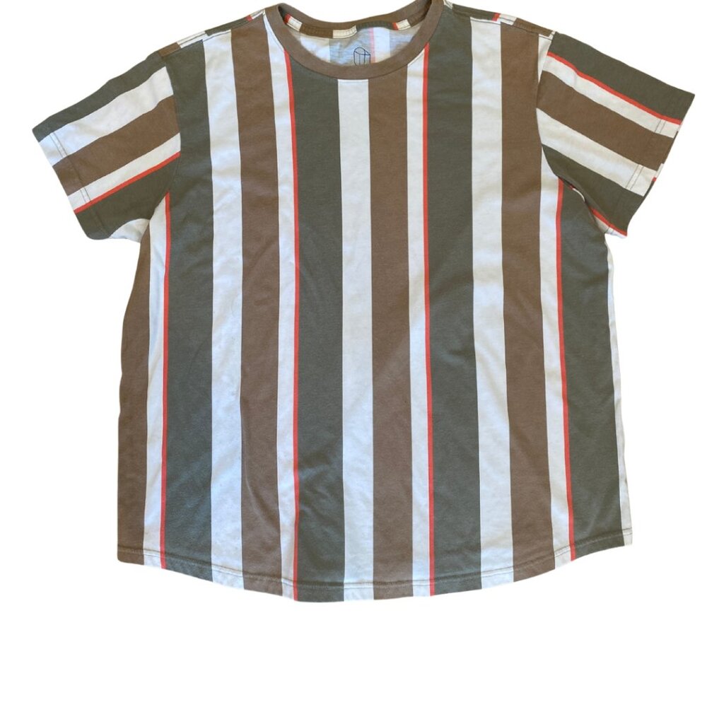 Original Use - Curved Hemline Striped Shirt